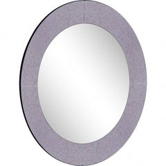 30" Gray Round Glass Framed Accent Mirror - Homeroots