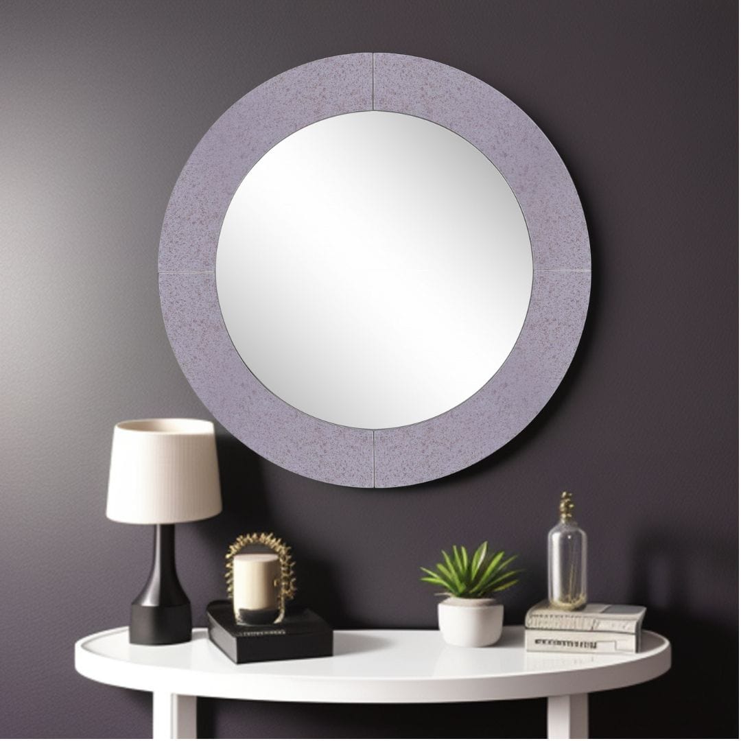 30" Gray Round Glass Framed Accent Mirror - Homeroots