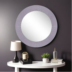30" Gray Round Glass Framed Accent Mirror - Homeroots