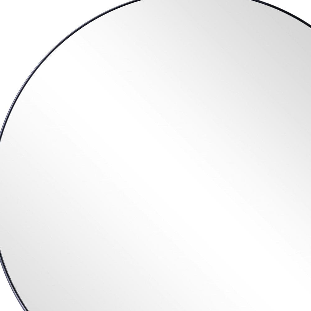 32" Black Round Metal Framed Accent Mirror - Homeroots