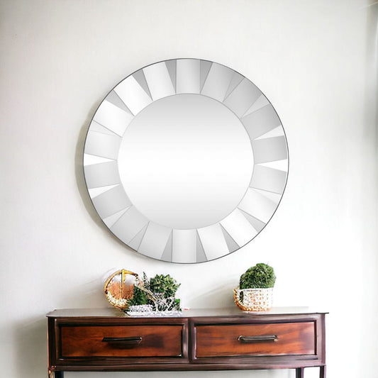 30" Clear Round Glass Framed Accent Mirror - Homeroots