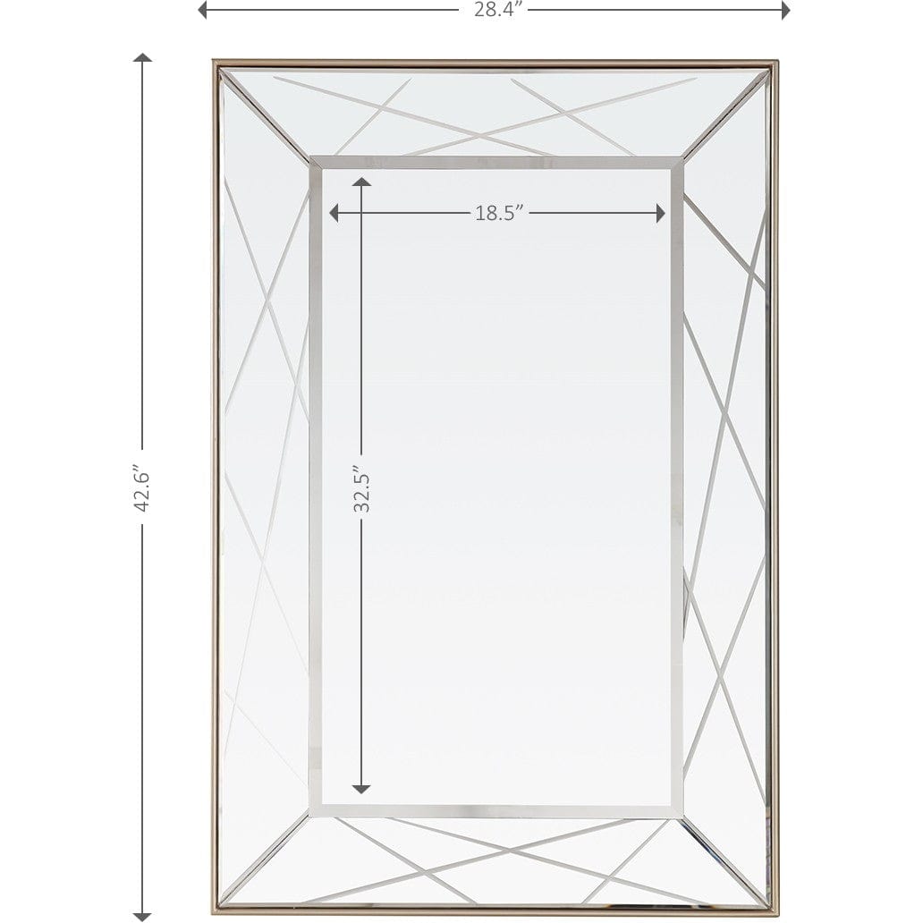 43" Champagne Metal Framed Accent Mirror - Homeroots