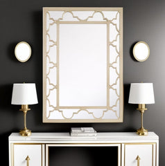 44" Champagne Metal Framed Accent Mirror - Homeroots