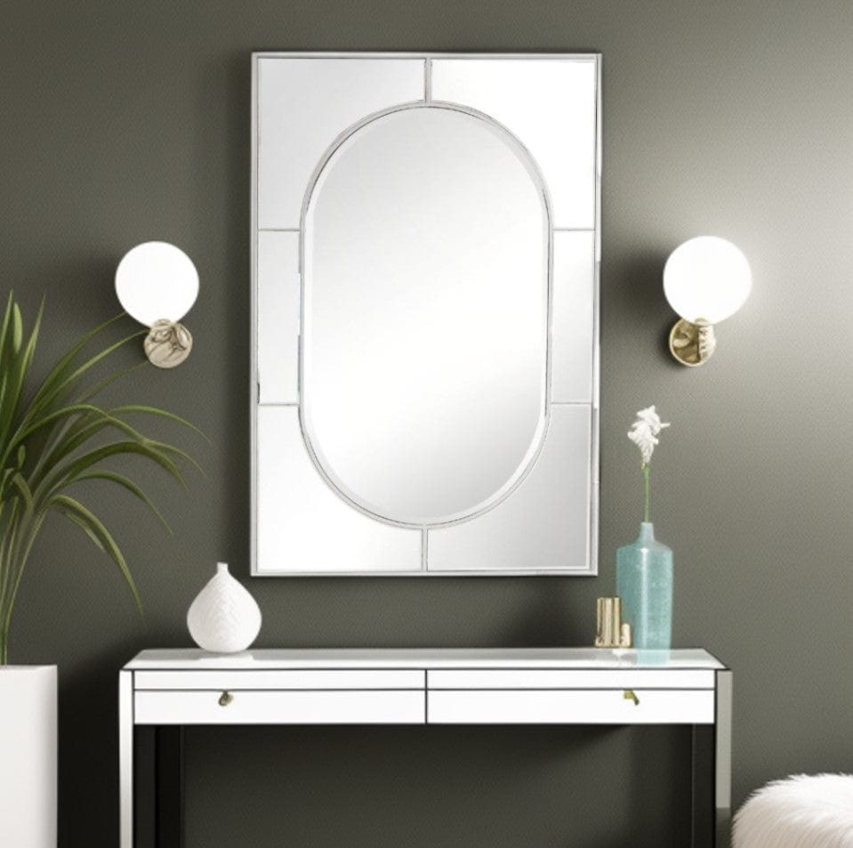 48" Silver Metal Framed Accent Mirror - Homeroots