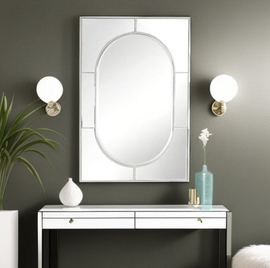 48" Silver Metal Framed Accent Mirror - Homeroots