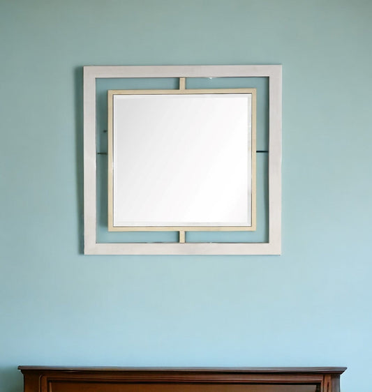 32" Gold Square Framed Accent Mirror - Homeroots
