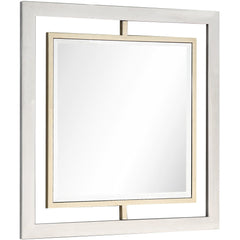 32" Gold Square Framed Accent Mirror - Homeroots
