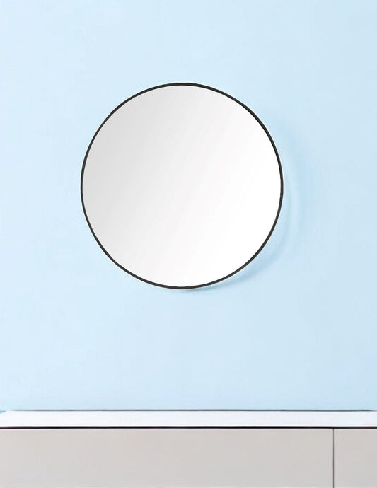 32" Black Round Framed Accent Mirror - Homeroots