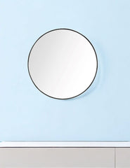 32" Black Round Framed Accent Mirror - Homeroots