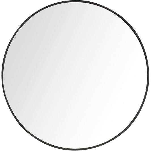 32" Black Round Framed Accent Mirror - Homeroots