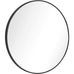 32" Black Round Framed Accent Mirror - Homeroots