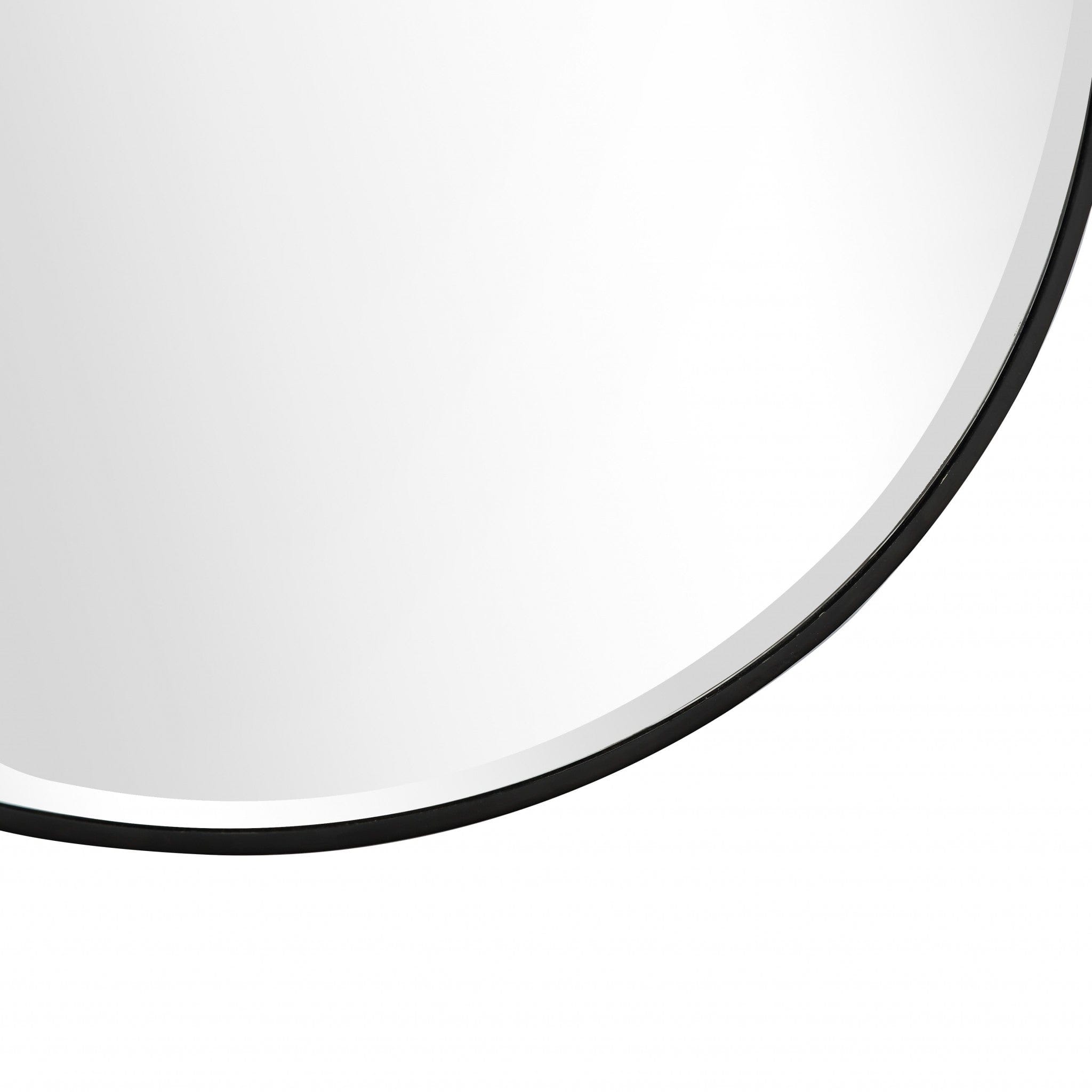 32" Black Round Framed Accent Mirror - Homeroots