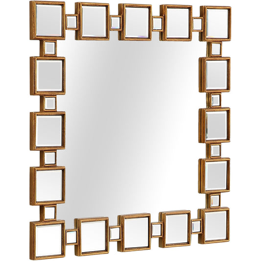 32" Gold Square Framed Accent Mirror - Homeroots