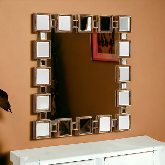 32" Gold Square Framed Accent Mirror - Homeroots