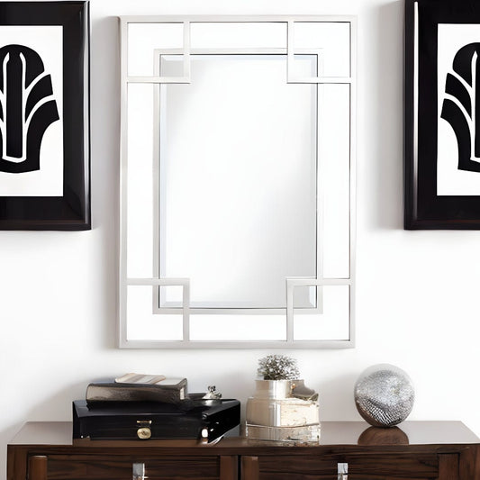 42" Silver Metal Framed Accent Mirror - Homeroots