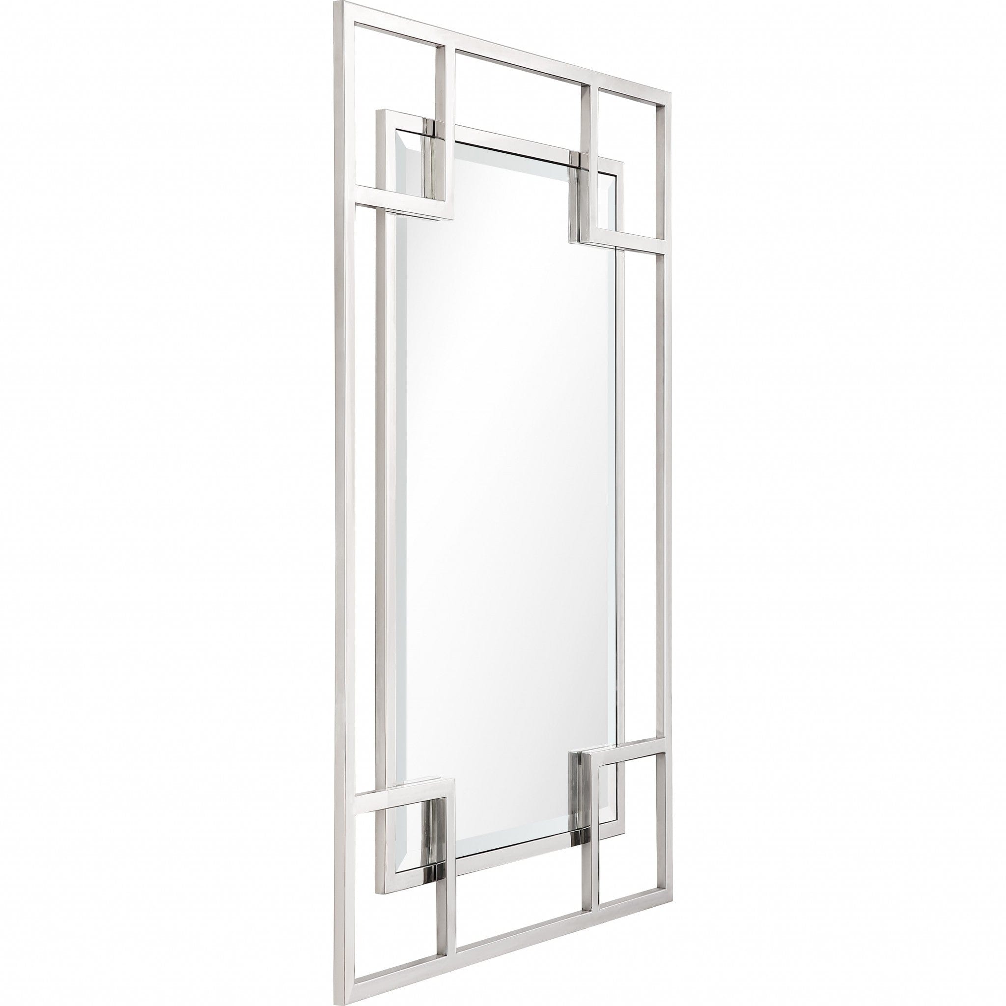 42" Silver Metal Framed Accent Mirror - Homeroots