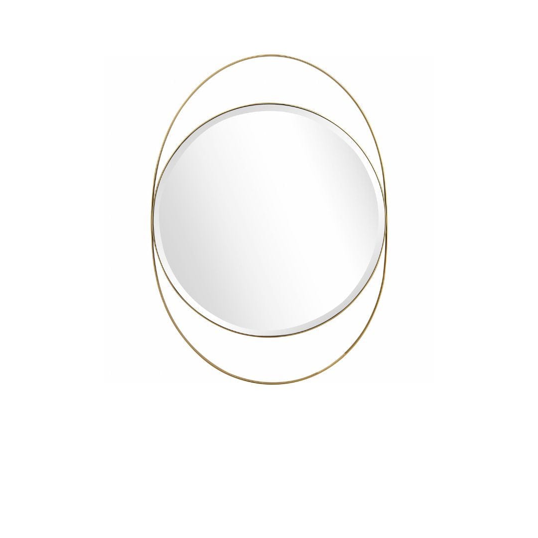 39" Gold Oval Metal Framed Accent Mirror - Homeroots