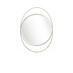 39" Gold Oval Metal Framed Accent Mirror - Homeroots