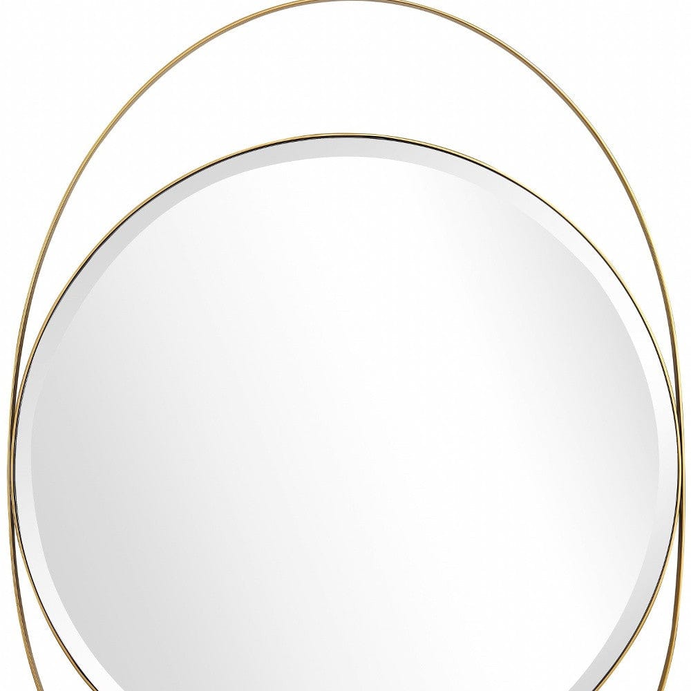 39" Gold Oval Metal Framed Accent Mirror - Homeroots