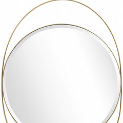 39" Gold Oval Metal Framed Accent Mirror - Homeroots