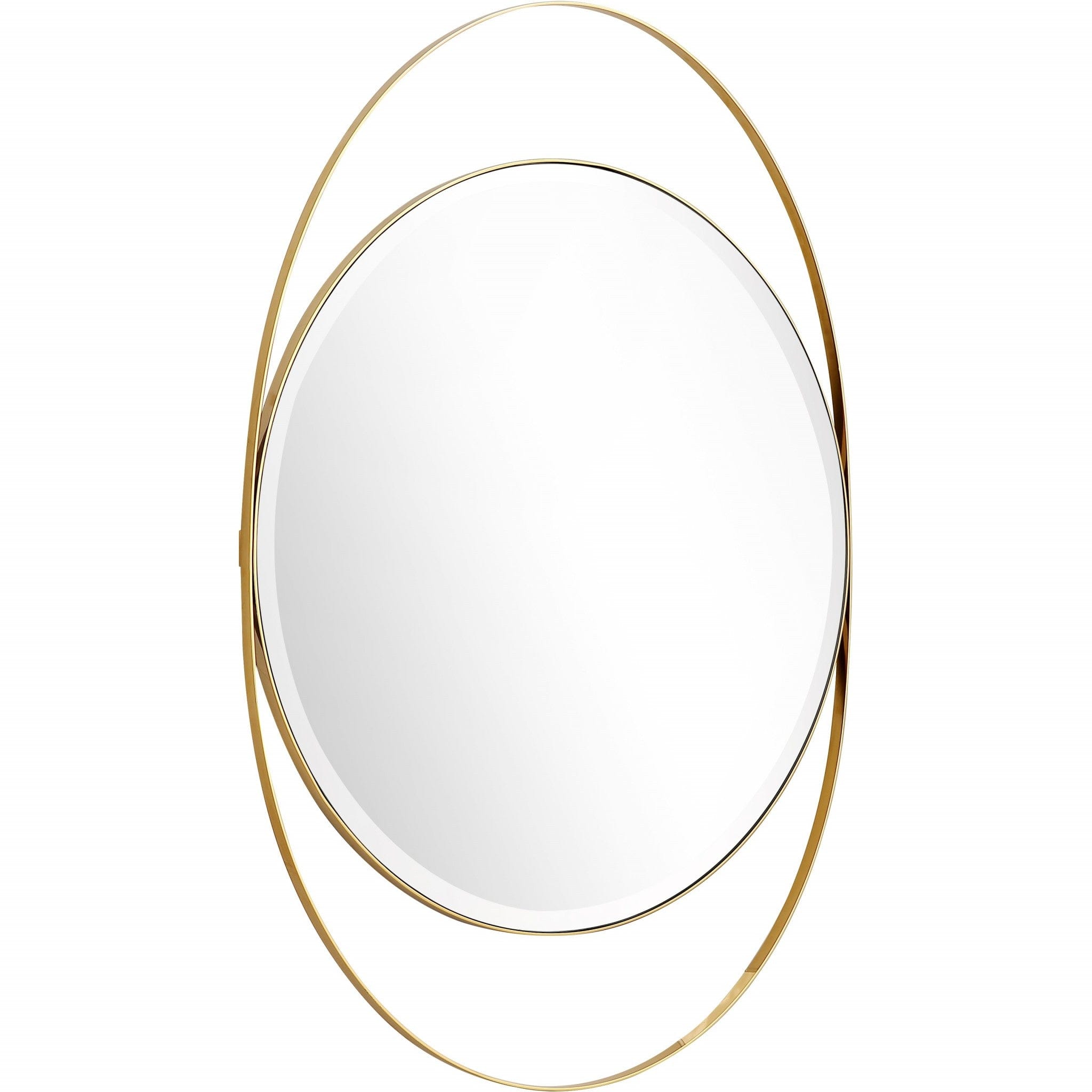 39" Gold Oval Metal Framed Accent Mirror - Homeroots