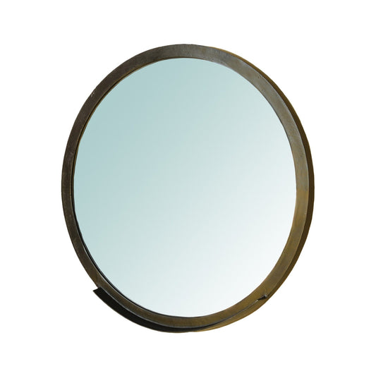 30" Gold Round Framed Accent Mirror - Homeroots