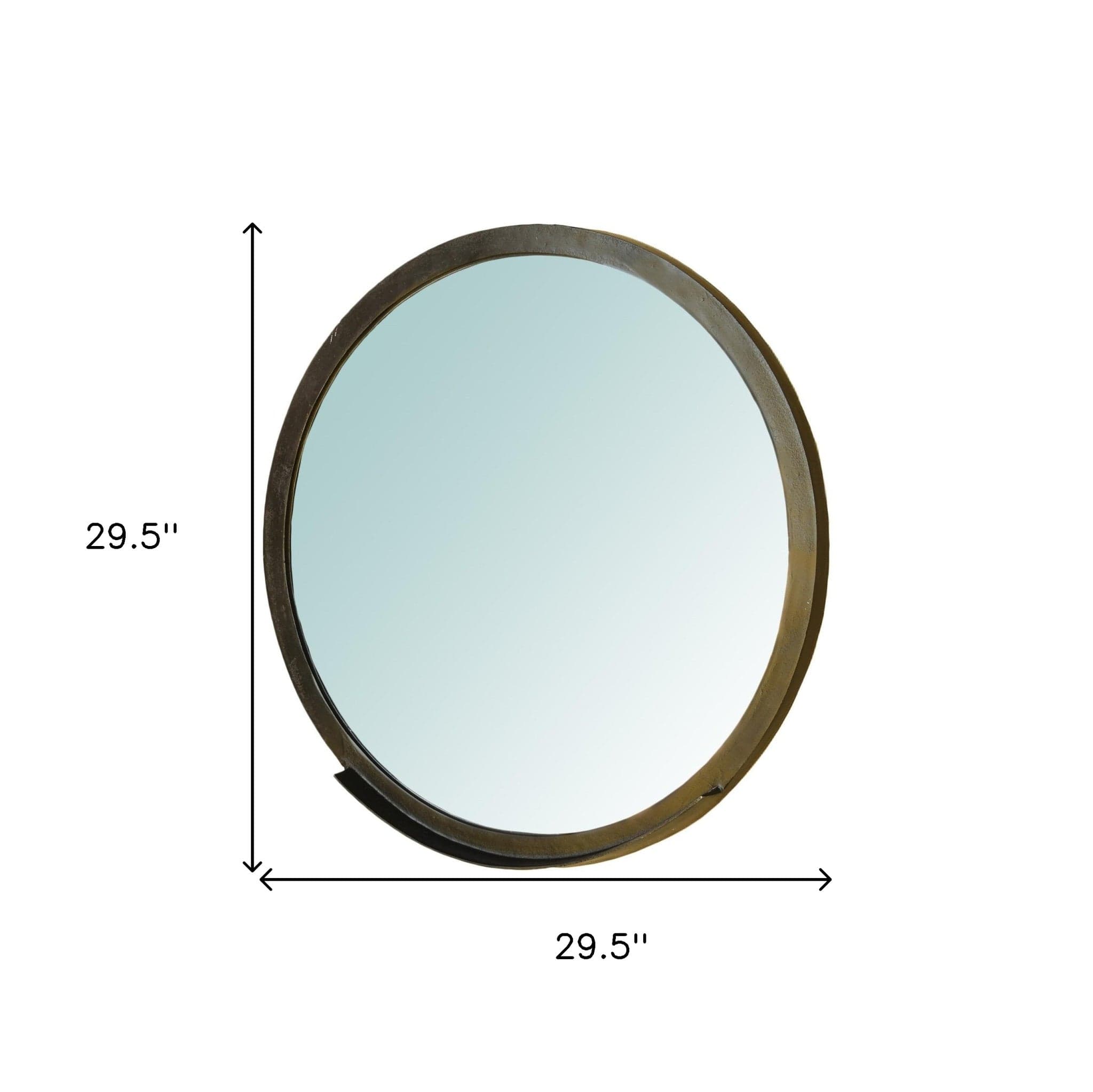 30" Gold Round Framed Accent Mirror - Homeroots