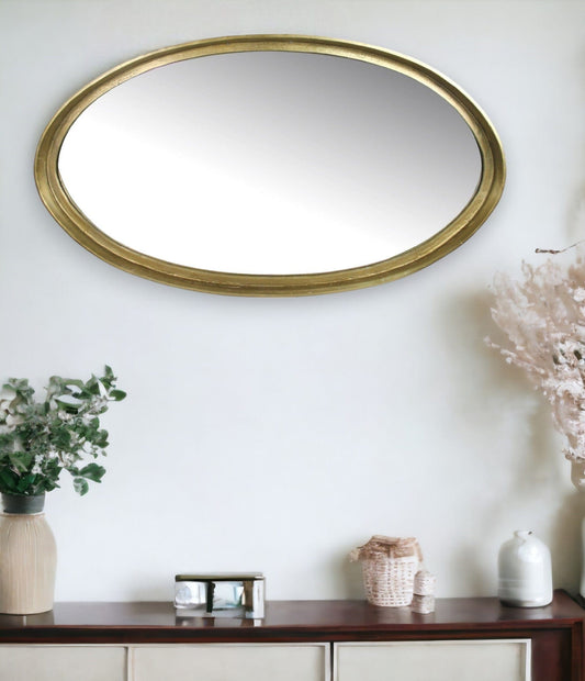 48" Gold Round Framed Accent Mirror - Homeroots