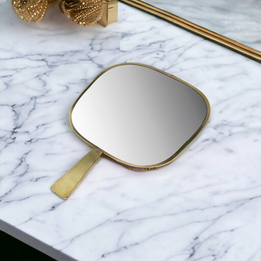 11" Golden Square Frame Handheld Mirror - Homeroots