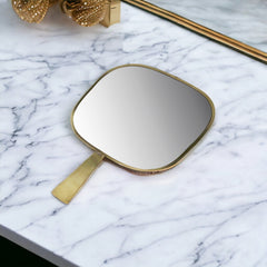 11" Golden Square Frame Handheld Mirror - Homeroots