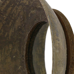 16" Dark Brown Reclaimed And Distressed Metal Round Bowl Accent Mirror - Homeroots