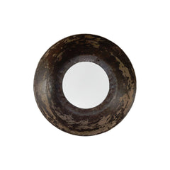 16" Dark Brown Reclaimed And Distressed Metal Round Bowl Accent Mirror - Homeroots