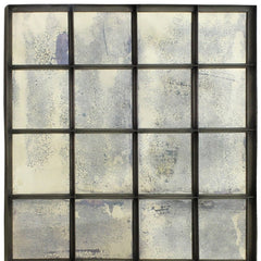 54" Antiqued Metal and Antiqued Glass Multi Pane Framed Accent Mirror - Homeroots