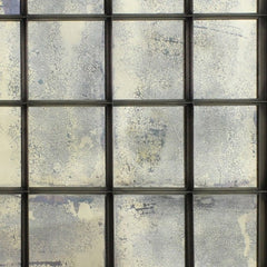 54" Antiqued Metal and Antiqued Glass Multi Pane Framed Accent Mirror - Homeroots