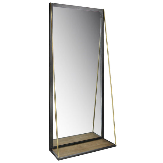 Black Metal Mirror with Shelf - Homeroots