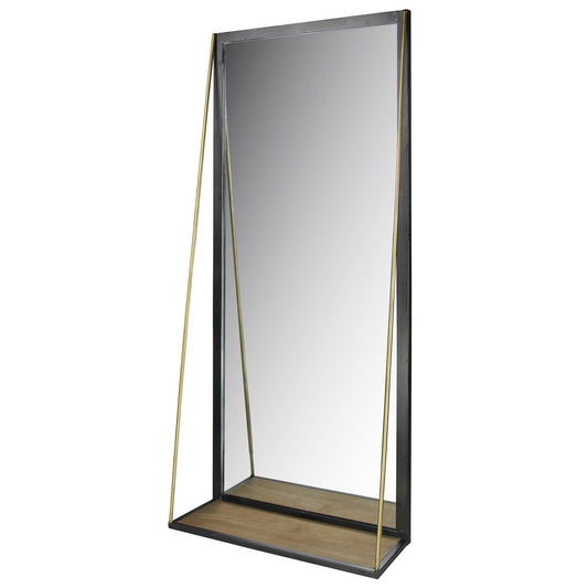 Black Metal Mirror with Shelf - Homeroots