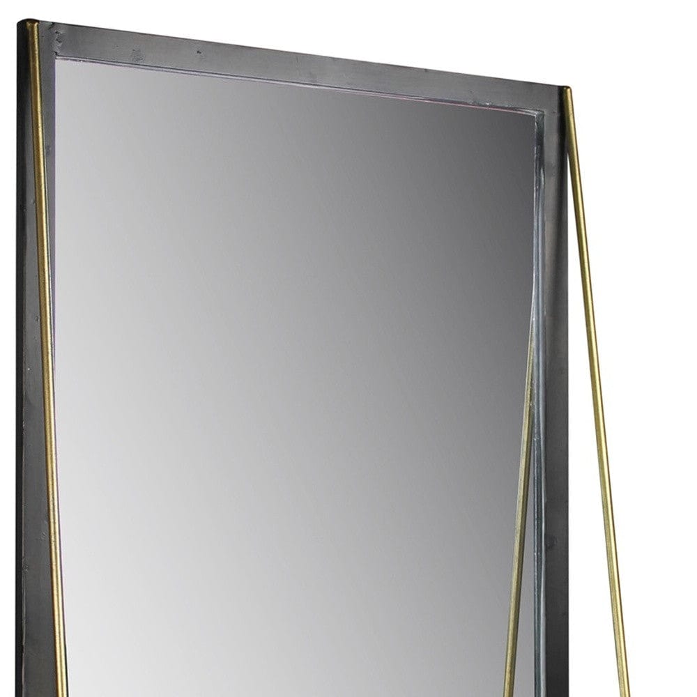 Black Metal Mirror with Shelf - Homeroots