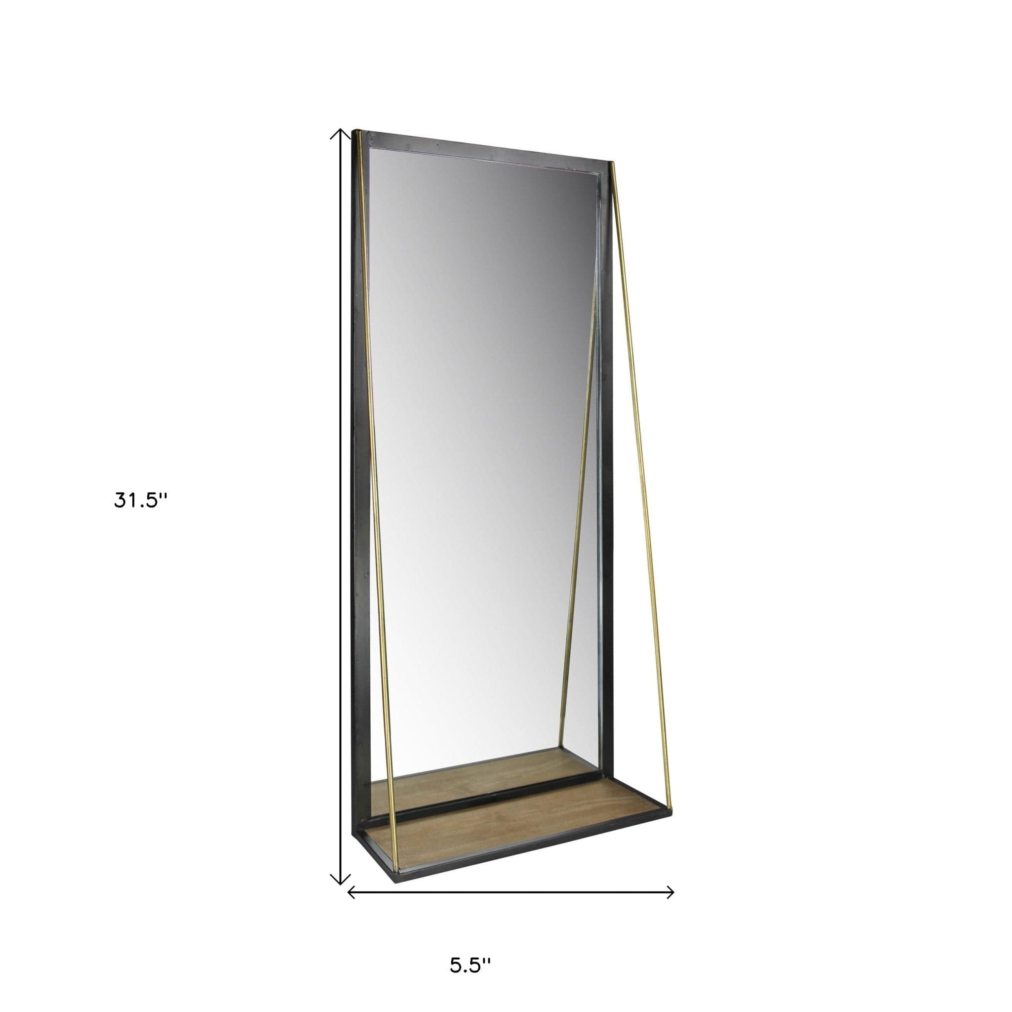 Black Metal Mirror with Shelf - Homeroots