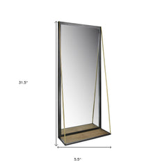 Black Metal Mirror with Shelf - Homeroots