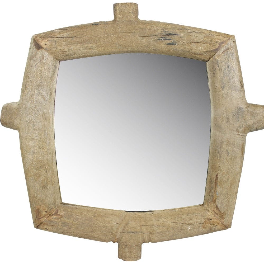 Natural Wooden Square Wall Mirror - Homeroots