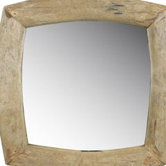 Natural Wooden Square Wall Mirror - Homeroots
