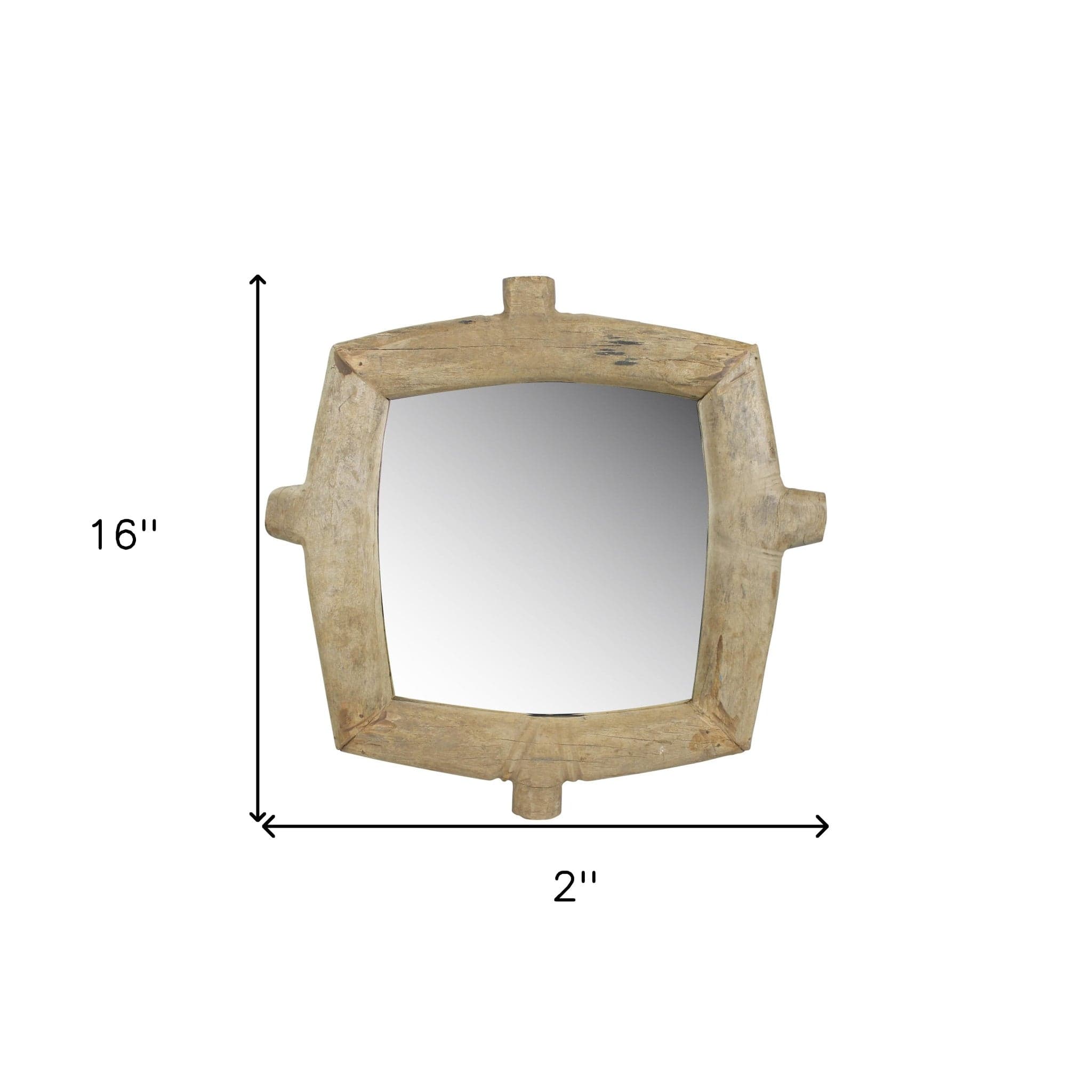 Natural Wooden Square Wall Mirror - Homeroots