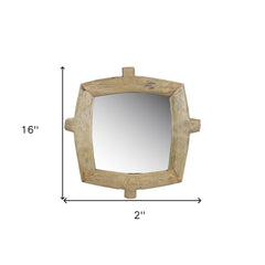 Natural Wooden Square Wall Mirror - Homeroots
