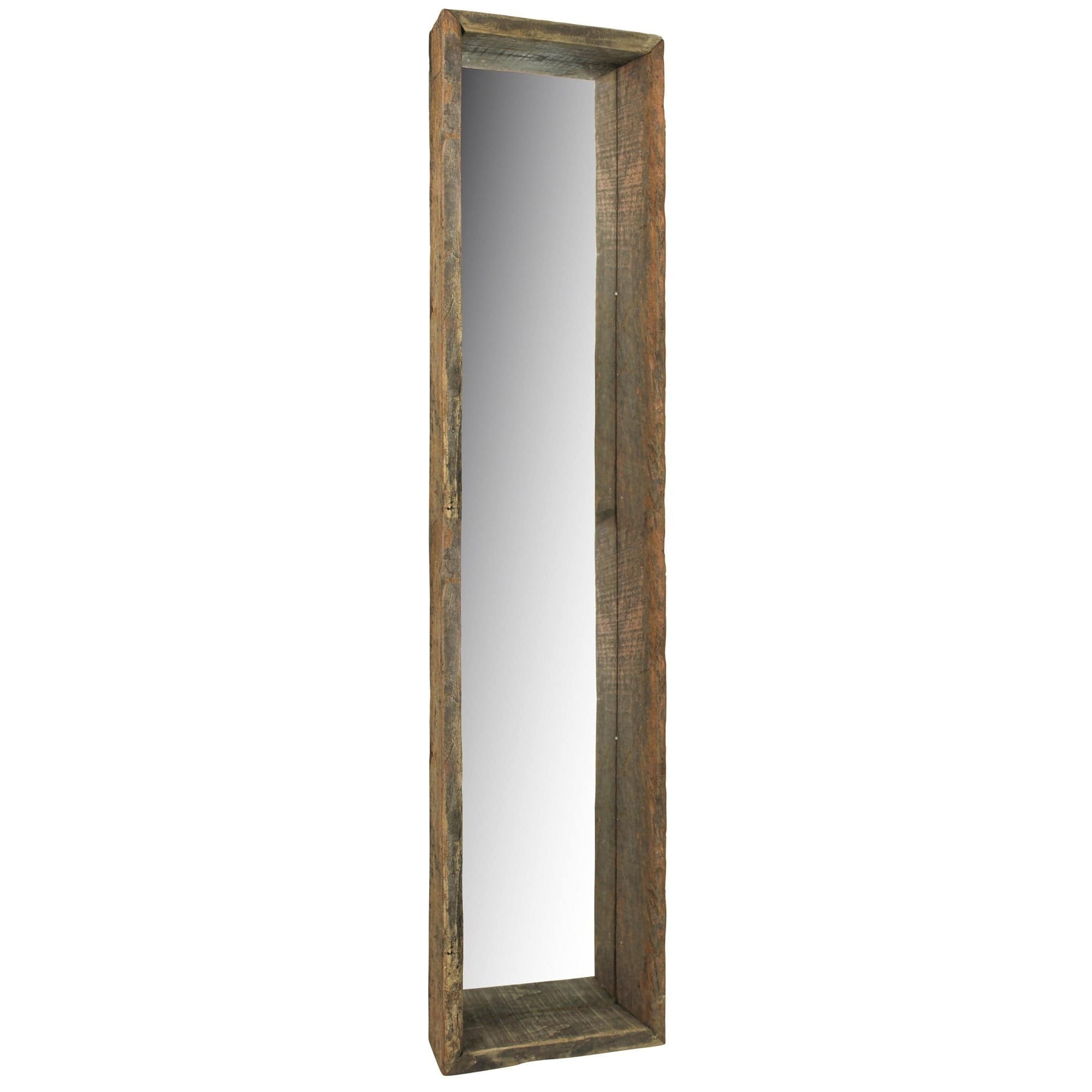 28" Natural Brown Framed Full Length Hanging Mirror - Homeroots