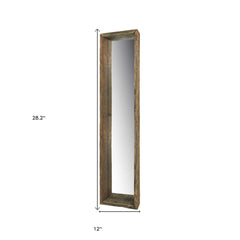 28" Natural Brown Framed Full Length Hanging Mirror - Homeroots