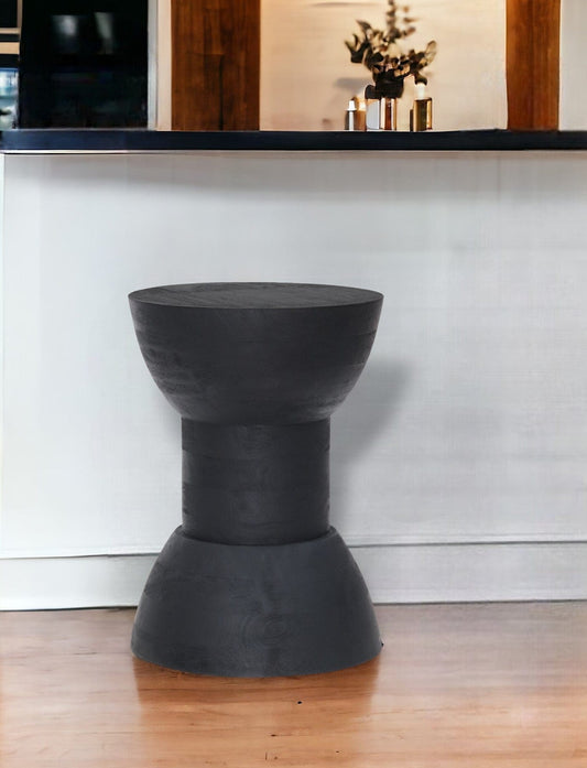 19" Black Solid Wood Backless Bar Chair - Homeroots