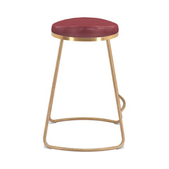 Set of Two 26" Red And Gold Stainless Steel Backless Counter Height Bar Chairs
