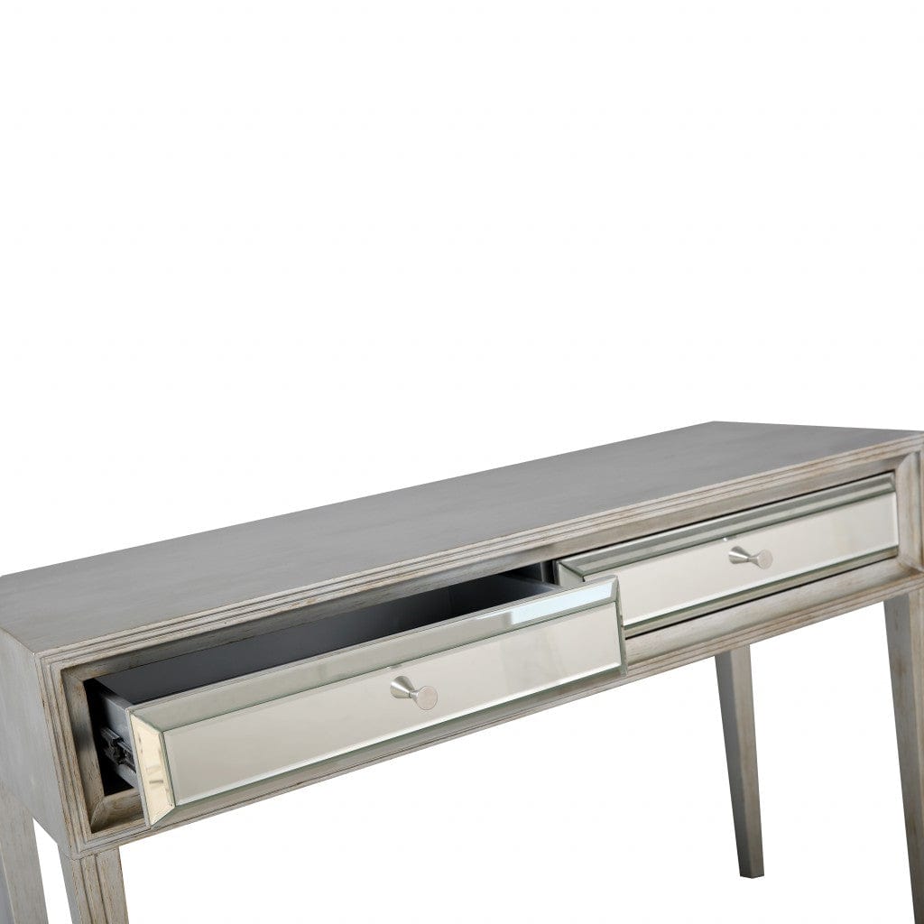 48" Silver Mirrored Glass Console Table - Homeroots