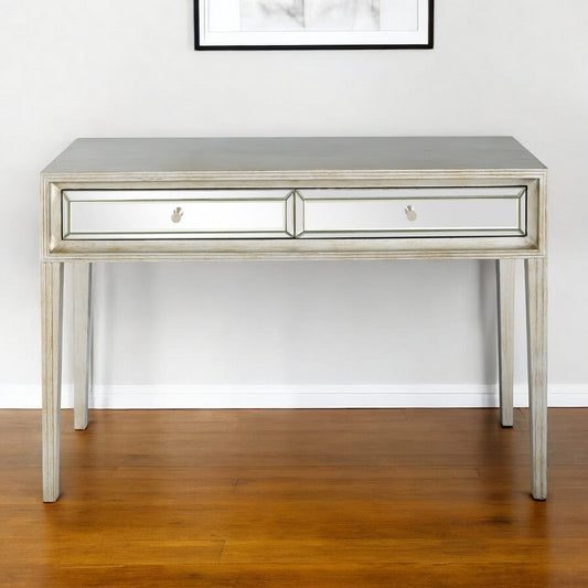 48" Silver Mirrored Glass Console Table - Homeroots