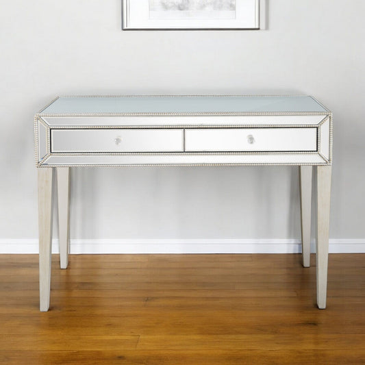 48" Silver Mirrored Glass Console Table - Homeroots